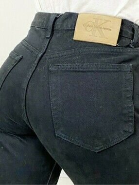 CALVIN KLEIN Button Fly Raw Hem Black Jeans Size 5